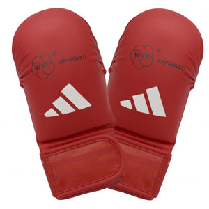 Handschoenen van Karate-Kumite Adidas Rood en blauw WKF gehomologeerd zonder duimen