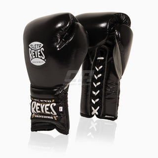 Bokshandschoenen Cleto Reyes Traditionele training CE4 Zwart-zilver met veters