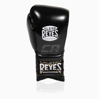 Bokshandschoenen Cleto Reyes Traditionele training CE4 Zwart-zilver met veters